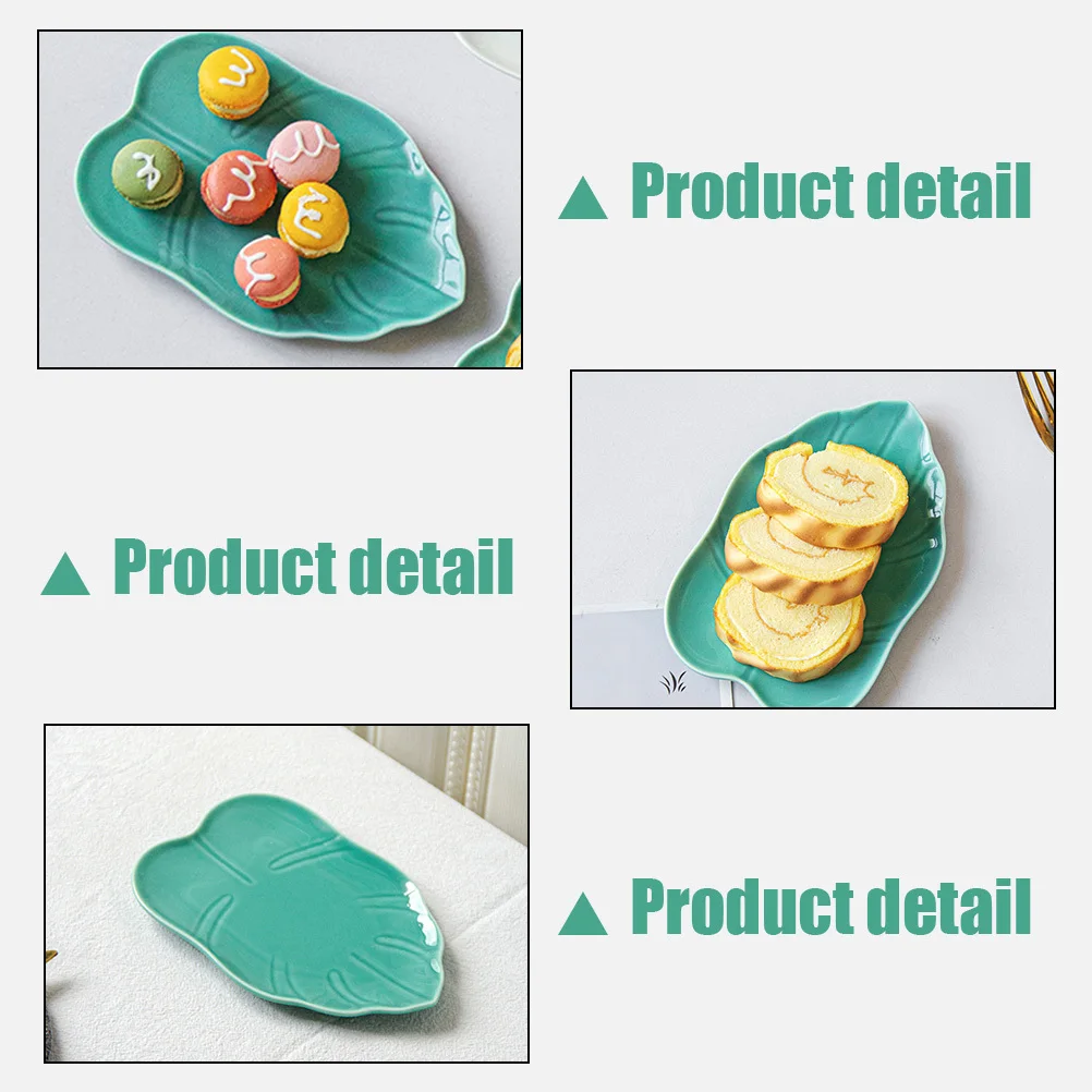 

Ceramic Leaf Shaped Dessert Serving Plate Smooth Surface for Home Restaurant Bar Multi-Function Food Appetizer Tray Tableware