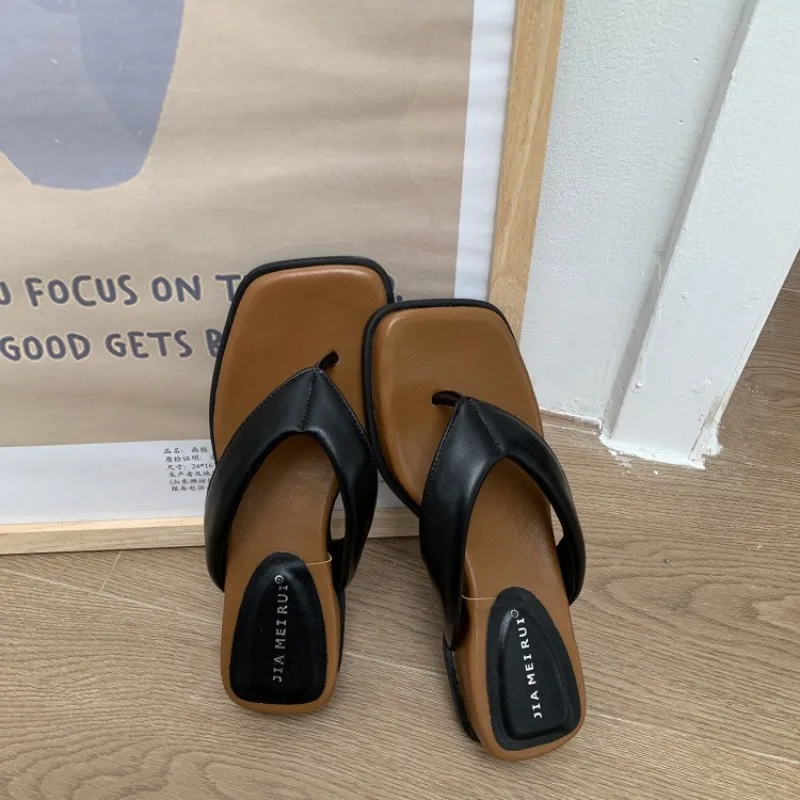 Women's Slipper Fad Versatile Clip Toe Slipper Retro Style Outdoor Comfort Wedges Heel Beach Vacation Slippers Sandalias De Muje