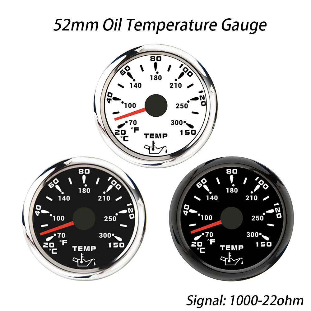 Rhaxel 52mm Oil Temp Gauge Temperature Meter 20-150 Degree with 7 Colors Backlight Universal for Cars SUV Vessels Limousine