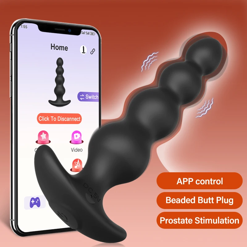 Vibrador anal Bluetooth para homens e mulheres, Massageador de próstata, Plug anal remoto sem fio, Brinquedos sexuais adultos vibratórios, Gay, Masculino