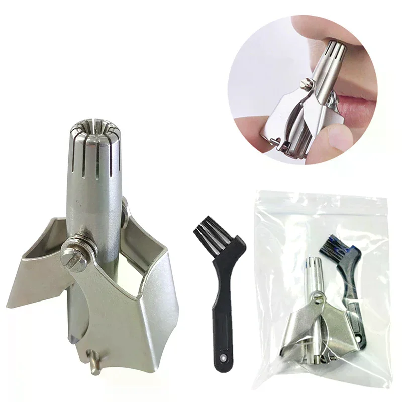 Hair Trimmer Cleaner For Men Women Stainless Steel Manual Mechanical Shaving Razor Washable Hair Removal Tools With Brush Nose