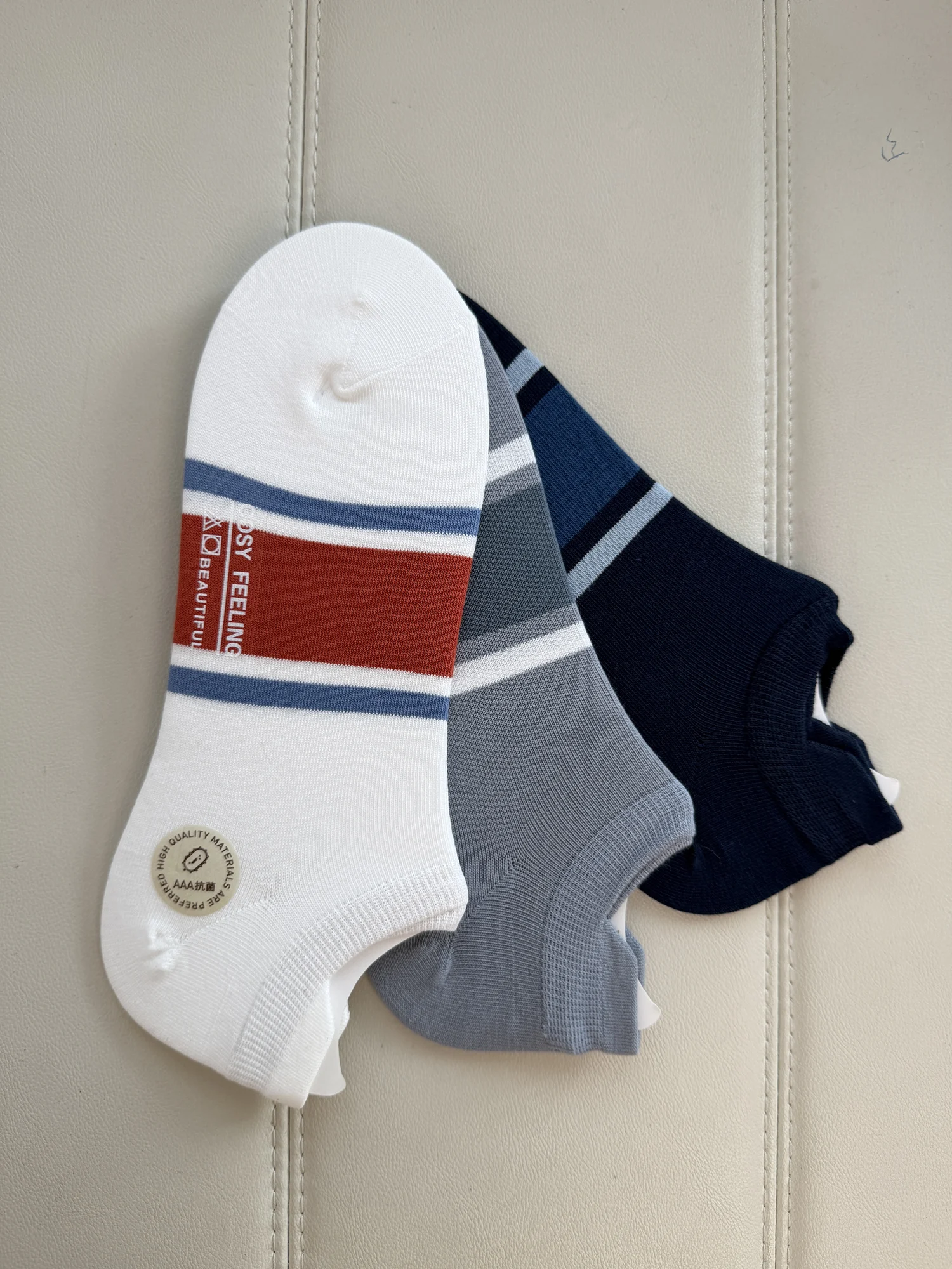 Men's Summer Breathable Moisture-Wicking Boat Socks Short Calf Length Comfortable to Wear Sporty Striped Design 3 Pairs Pack