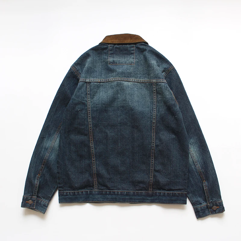 Color contrast stitching American vintage heavy jacket men multi-bag autumn May khaki cargo denim casual coat men