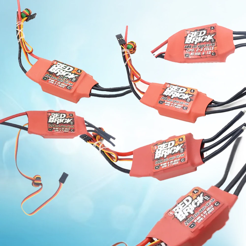 Red brick ship unidirectional brushless ESC, 50A/70/80A/100A/125A/200A, 5V/3A, 5V/5A electronic speed controller