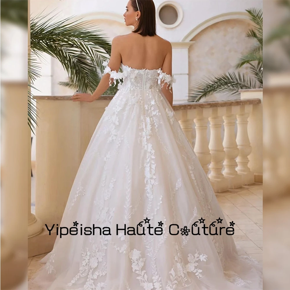 Yipeisha-Robes de mariée en fibre d'organza, patients de luxe chérie, quelle que soit la ligne appliquée