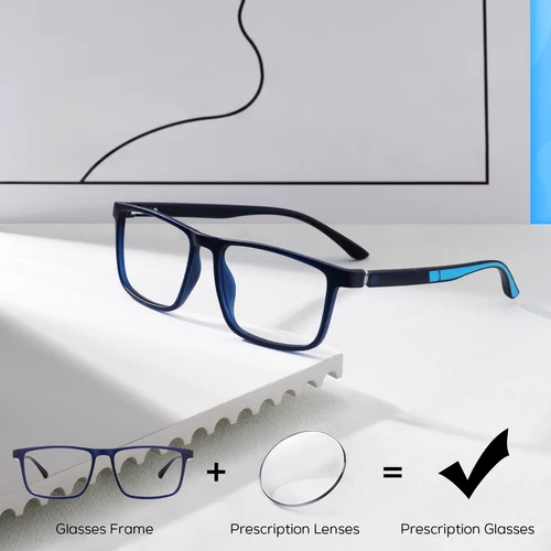 Gafas graduadas rectangulares clásicas para hombre TR90, gafas ópticas cuadradas para conducir y pescar, antiluz azul progresiva