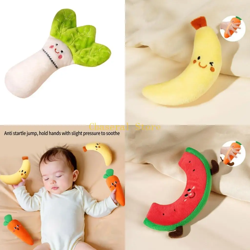 E7ce Baby Baby Comfort Phim hoạt hình Đồ chơi rầm rộ cho việc giảm tốc độ giật mình bằng tay có thể đeo tay làm dịu Teether Toy