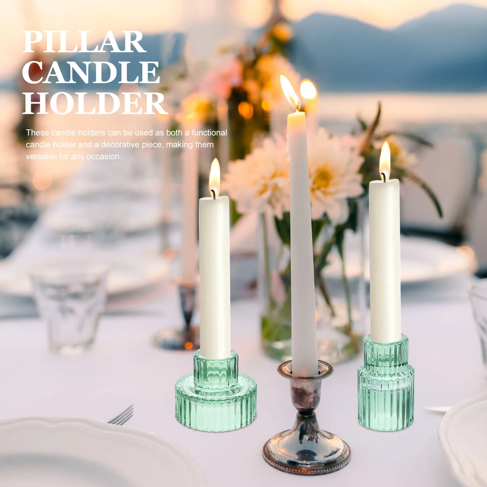 

3Pcs Floating Glass Sticks Holder Pillar Stand Modern Tabletop Decor Living Room Kitchen Christmas Party