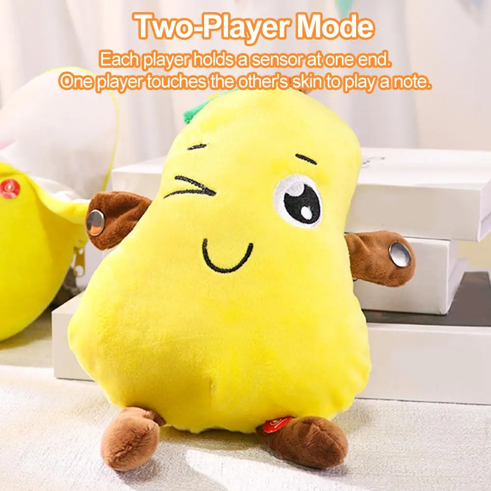 Jouets en peluche Fruits amusants, poire, pomme, Orange, capteur Musical, battement de Piano, poupée de jeu Parent-enfant, jouets en peluche doux