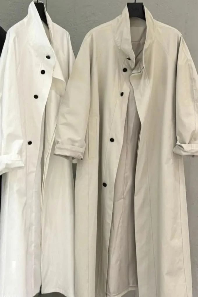 

Spring and Autumn Fashion Women's Windbreaker Coat Oversized Windproof Stand Up Collar Windbreaker