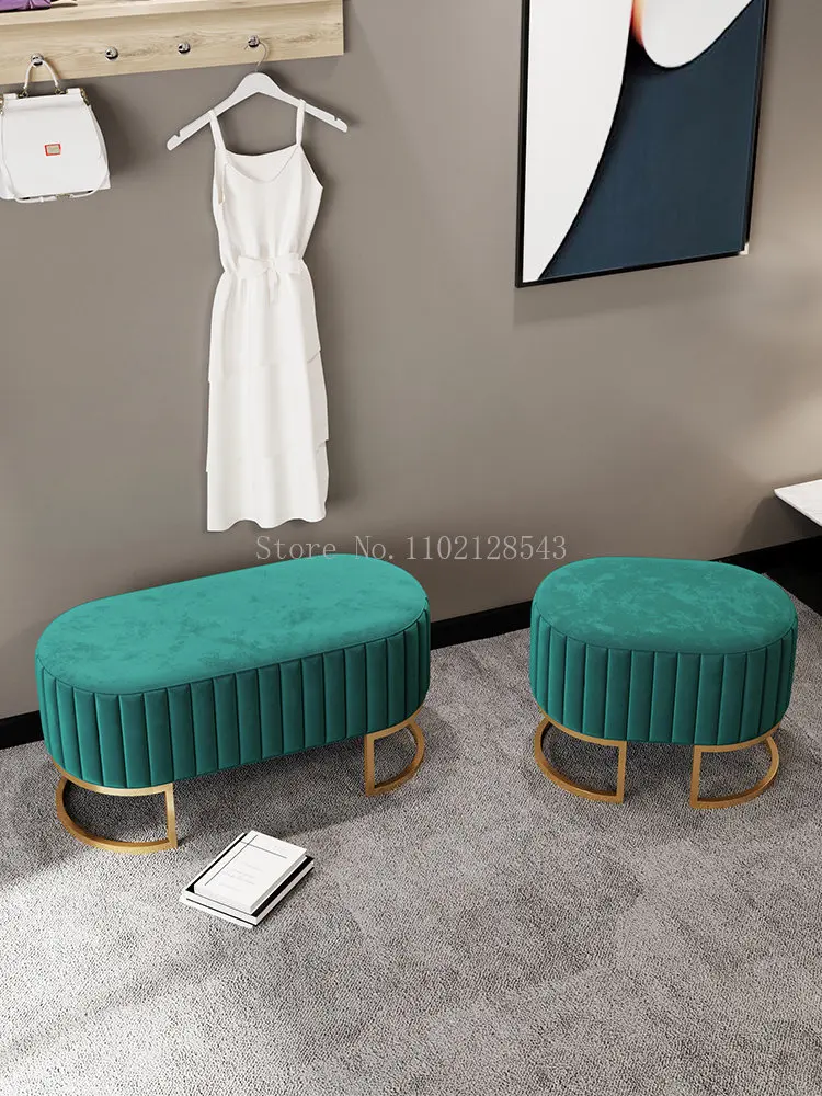 Nordic Living Room Ottoman Pouf Shoe Changing Stools Home Furniture Hallway Small Low Stool Simple Bedroom Apartment Footstool