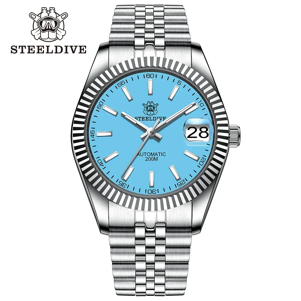 

STEELDIVE SD1933 Ретро многоцветный циферблат Механические мужские наручные часы BGW9 Светящийся механизм NH35 20 бар Водонепроницаемые