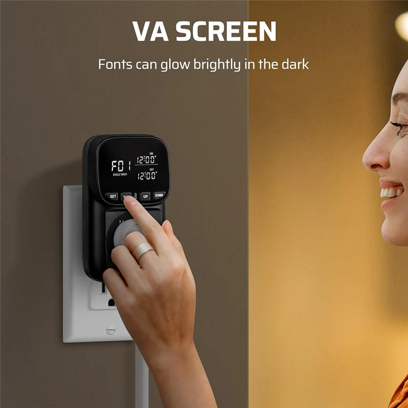TFORU-Digital Temperature Controller, 15A/1800W Thermostat Outlet Plug, VA Display Heating Cooling Control Timer US Plug