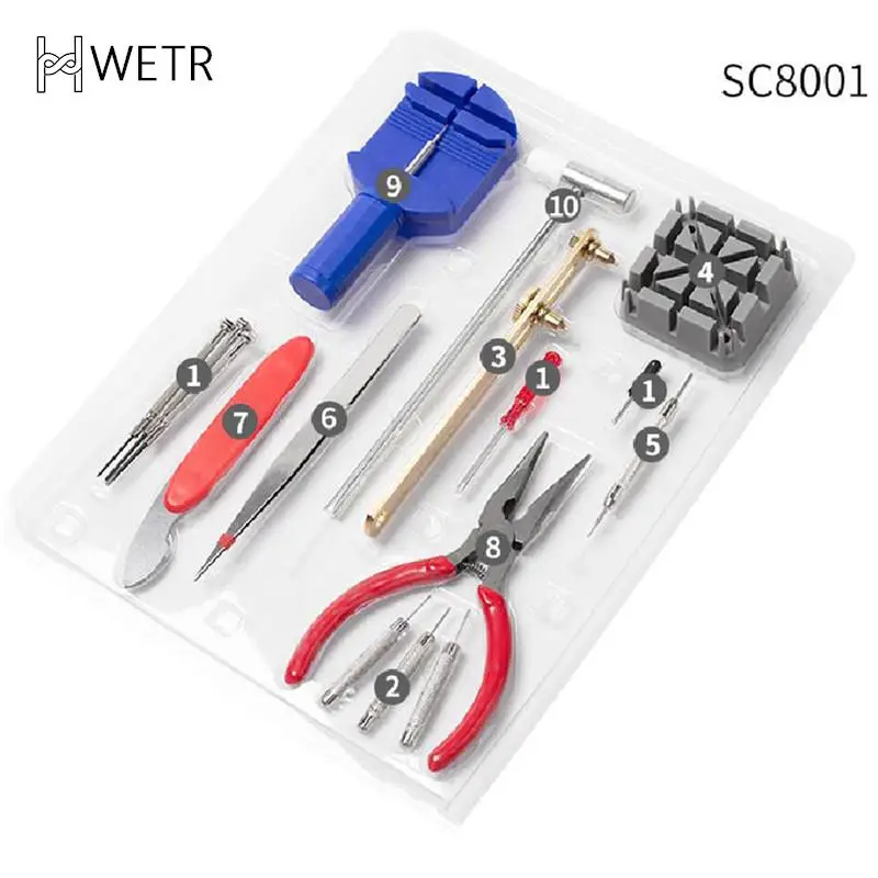 Kit com 147 peças para reparo de relógio, ferramentas para conserto, abridor, removedor de pino, relógios de pulso, fabricante de horloge