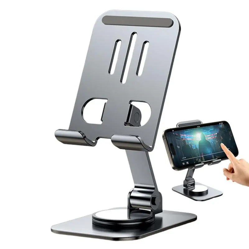 Metal Phone Holder 360-Degree Rotating Foldable Tablet Holder Portable Phone Stand Space-Saving Cell Phone Support For E-Book