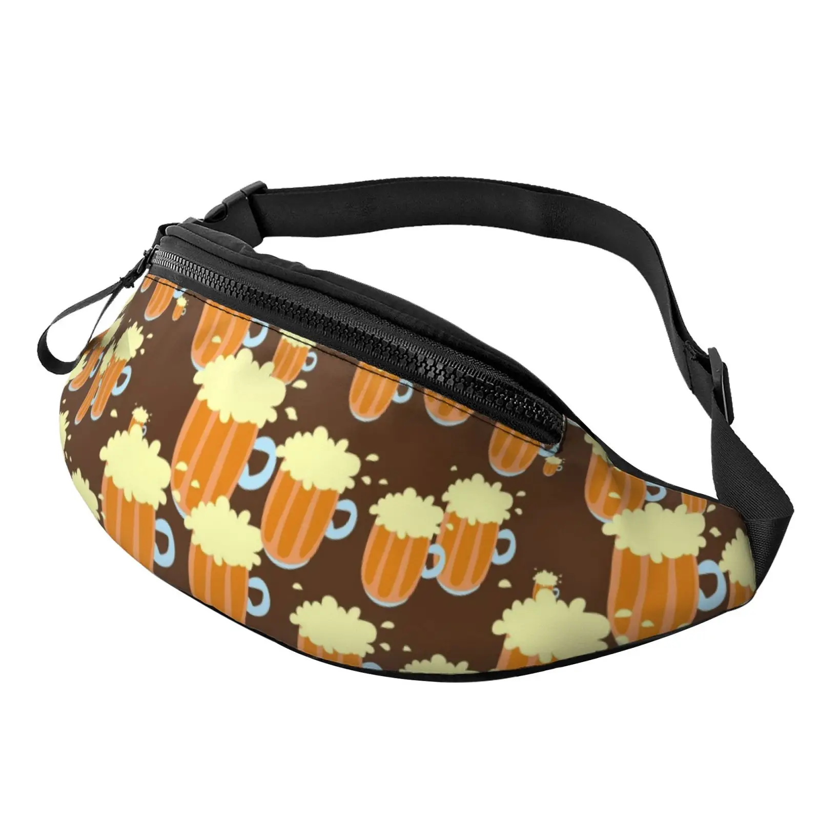 Beer Tile Pattern Brown Waist Bag Fanny Pack School Backpack for Boy Men Women Outdoor Hiking Travel Casual  Unisex One Size