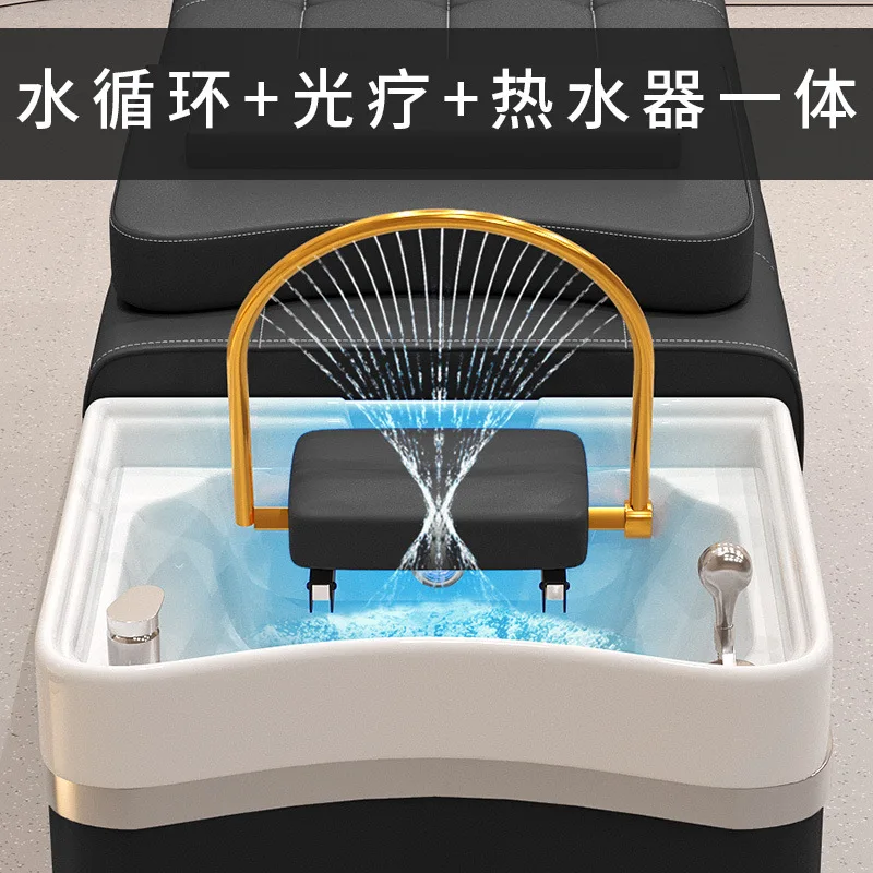 Barber shop shampoo bed Thai steel frame water circulation fumigation hair treatment shampoo bed hair salon beauty ear collectio