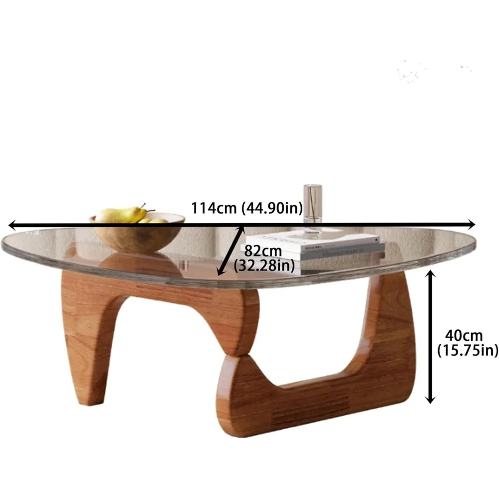 طاولة قهوة زجاجية معاصرة، قطر 44.88 بوصة × 32.28 بوصة عرض × 15.75 بوصة ارتفاع، طاولات جانبية مستديرة فنية لمساحات المعيشة #2