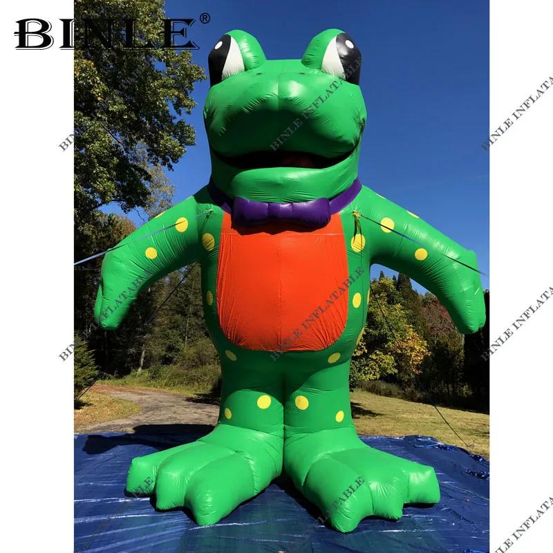 Globo inflable gigante hecho a medida de rana con dibujos animados de mascota de pie de vientre rojo o amarillo para exhibición al aire libre