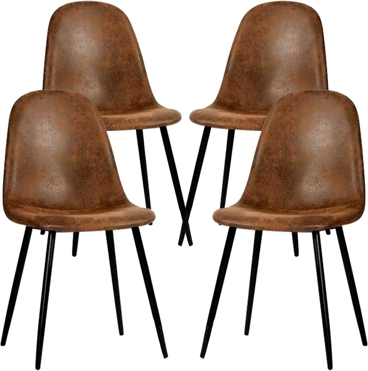 Dining Chairs Set of 4, Fabric Suede Dining Room Side Seating, Kitchen Chairs with Metal Legs for Living Room,Dark Brown