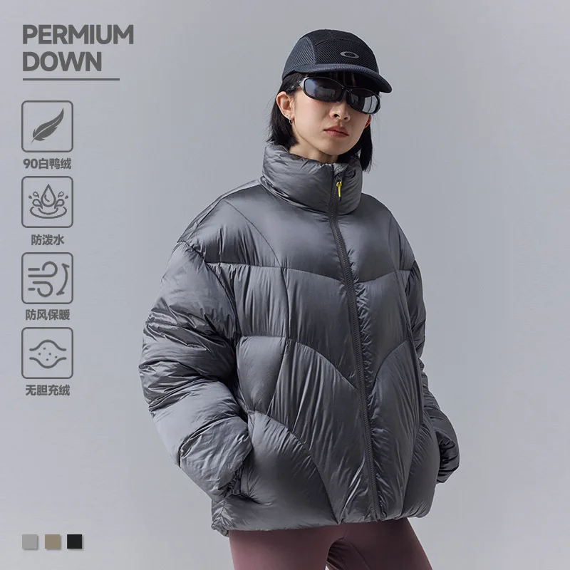 Quality Outdoor Thickened Waterproof Metal Nylon Stand Collar Down Jacket Men Women 90% White Duck Down Puffer Jacket JK-078