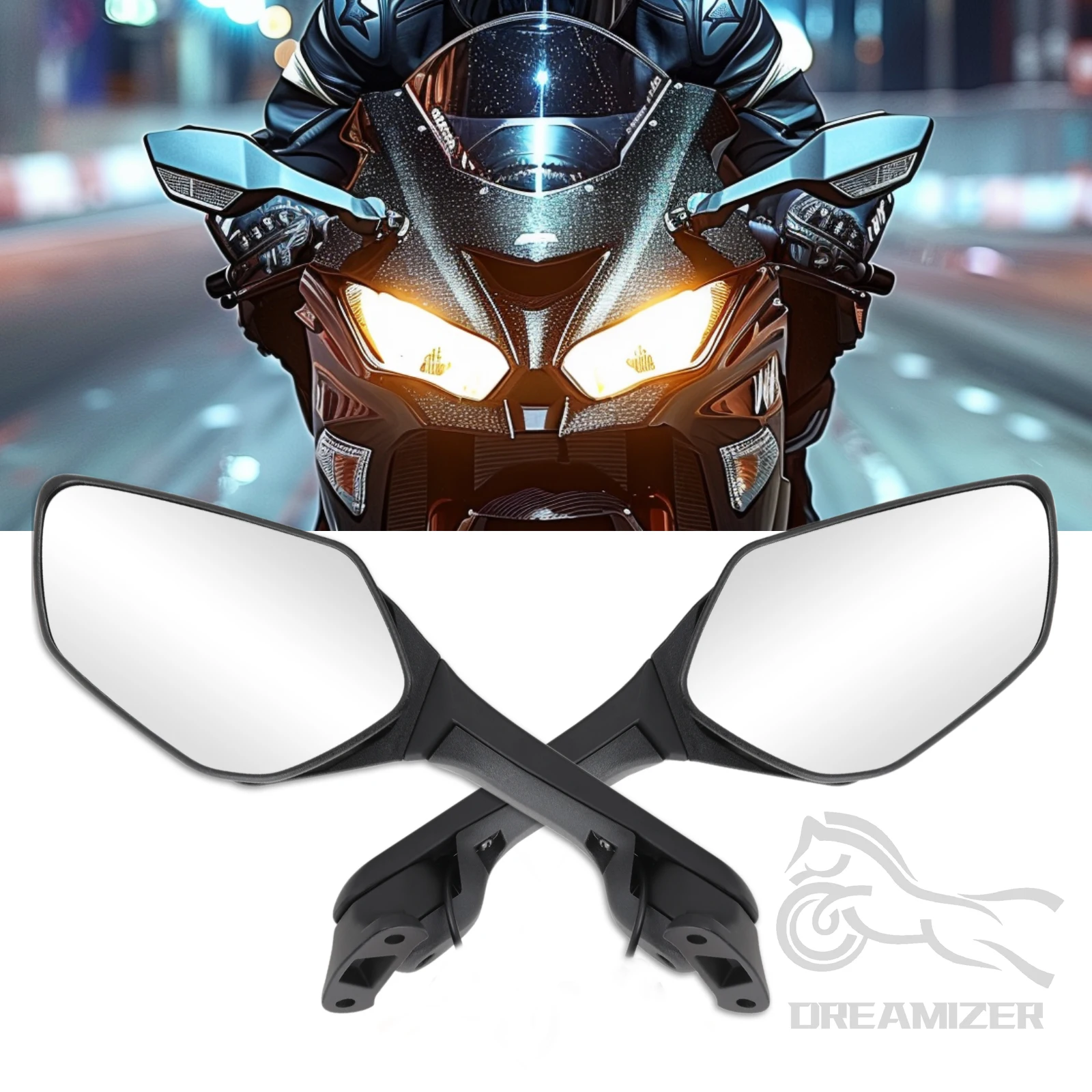 Motorcycle LED Lights Side Mirrors Rear View Mirrors With for Kawasaki Ninja ZX 10R ZX-10R 2011-2015 2016-2020 H2 2014-2015
