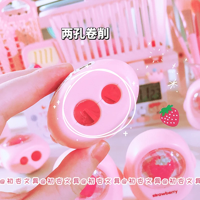 Imagem -02 - Kawaii Strawberry Pencil Sharpener Material Escolar Artigos de Papelaria Student Prize Kids Gift