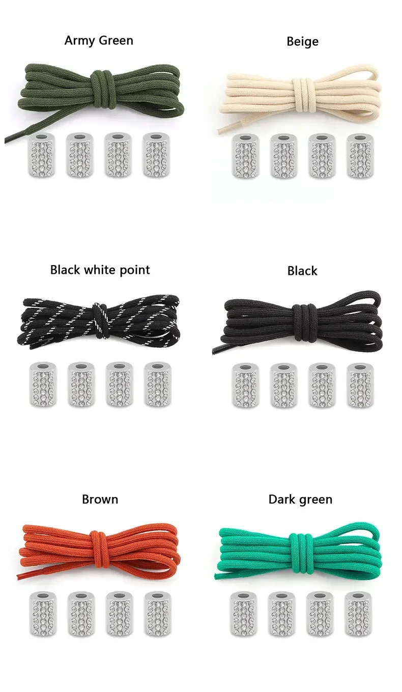 Runde Schnürsenkel ohne Binden, luxuriöse Schnürsenkel mit Diamantverschluss, elastische Schnürsenkel für Sneaker, Kinder- und Erwachsenenschuhe, Sportschnürsenkel, 1 Paar. – Detail 8