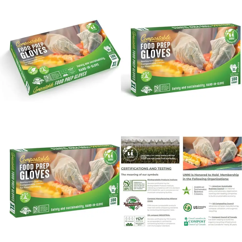 

Биоразлагаемые перчатки для приготовления пищи, сертифицированные по стандарту ASTM D6400, US BPI, CMA и Европейским стандартам.