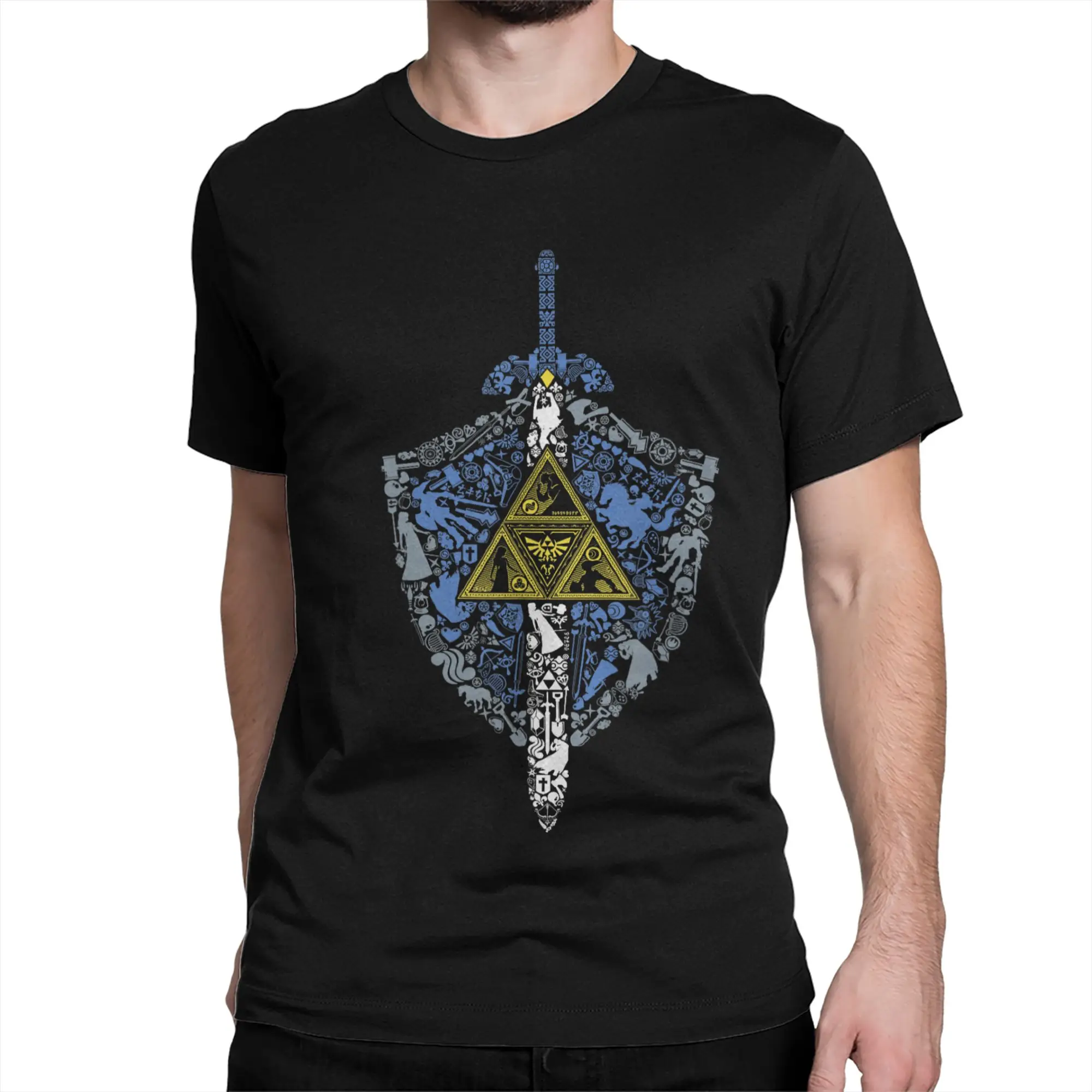 Funny Hylian Shield Element Icons Graphic Zeldas Legend T-Shirts Men Women Cotton T Shirt Short Sleeve Tee Shirt Party Clothes view 2