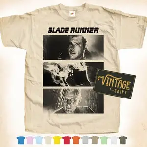 BLACK Print: Blade Runner V3 T shirt Tee Natural VINTAGE Cotton Movie Poster Beige 12 colors All Sizes