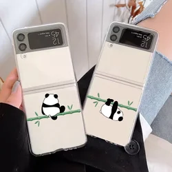 Cute Cartoon Chinese Panda Couple Phone Case for Samsung Galaxy Z Flip 5 ZFlip 6 Clear Cover for Samsung ZFlip 4 3 Fundas Shells