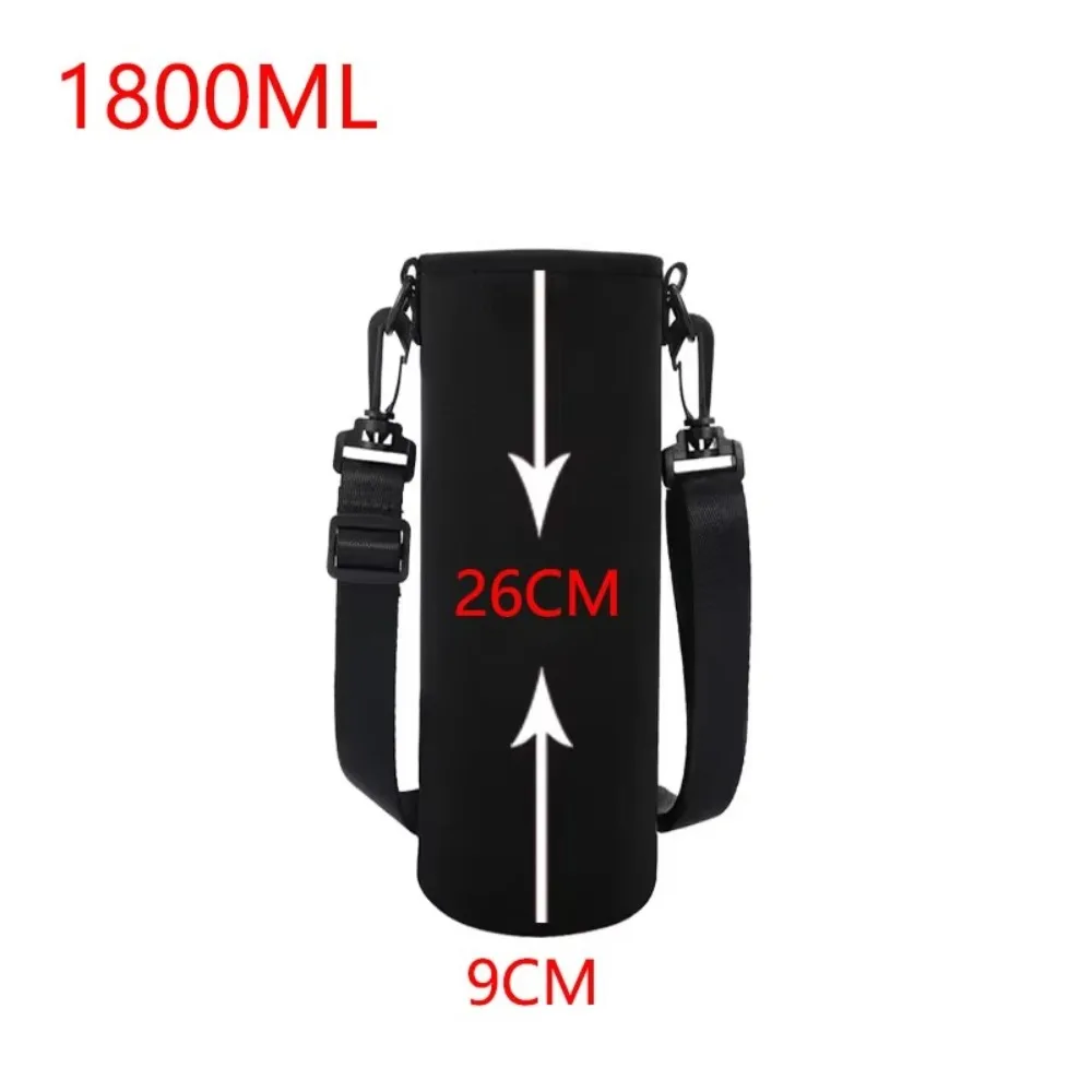 Portable 750ML/1000ML/1500ML Water Bottle Holder Neoprene Adjustable Strap Bottle Bag Black Bottle Cover