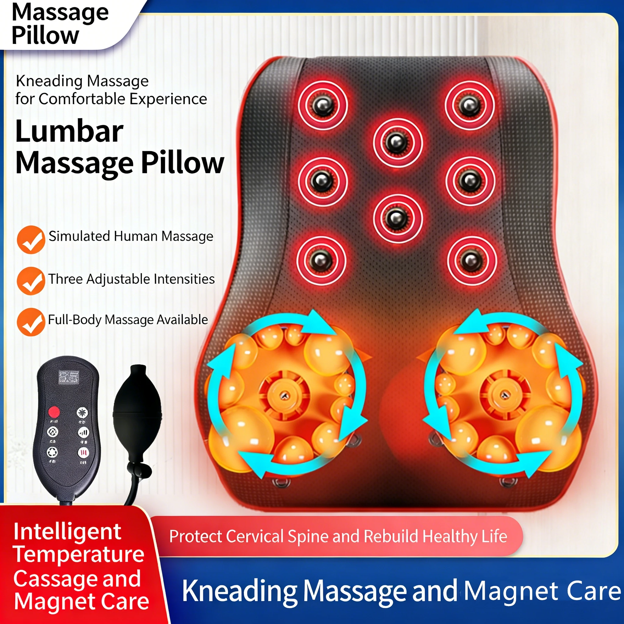 

Back Massager for Back Pain Deep Tissue, Shiatsu Lower Back Neck Massager with Heat 3D Kneading Massage Pillow for Neck Shoulder