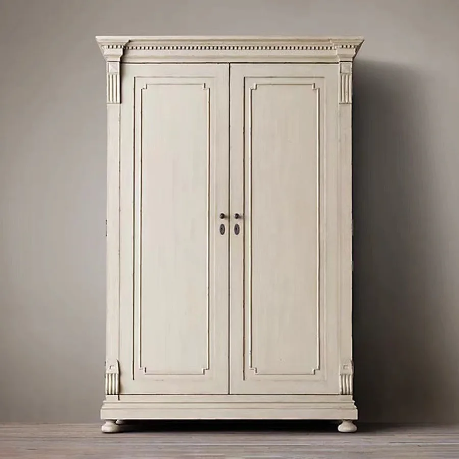 

Американский ретро-гардероб из массива дуба, многофункциональный, с ручной резьбой, для французской старой спальни, большой шкаф для всего дома, изготовление на заказ