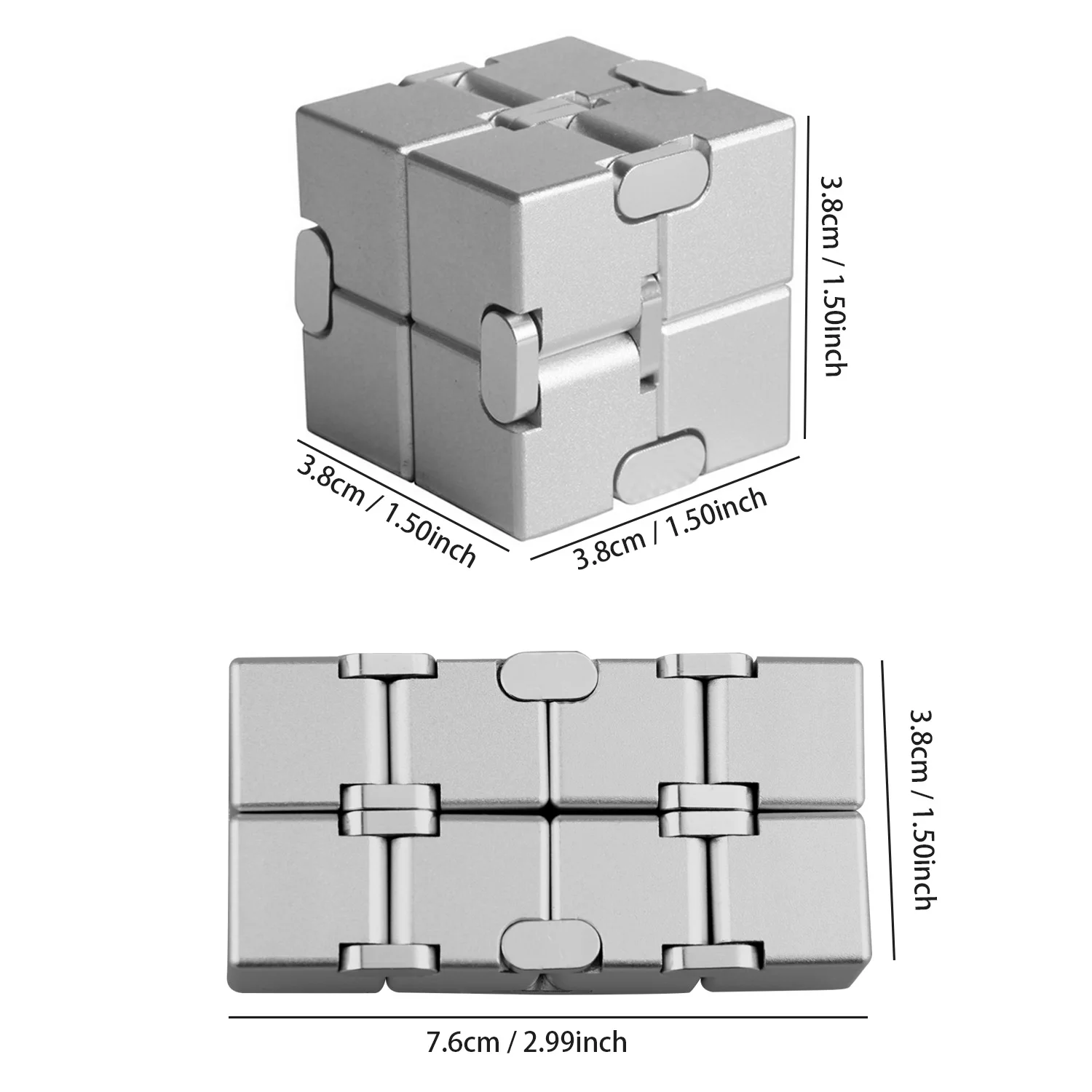 Kids Adults Mini Funny Aluminum Alloy Infinite Cube Puzzles Blocks Finger Office Flip Cubic Stress Anxiety Relief Children Toy