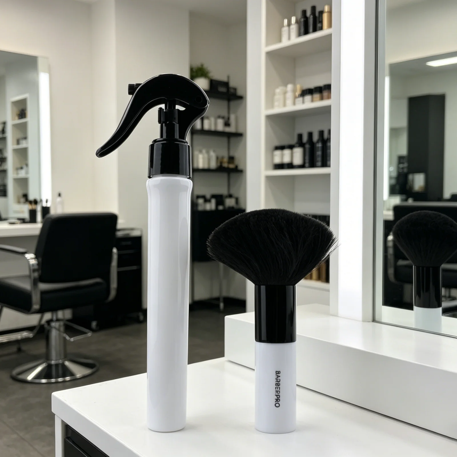2-teiliges Set Professionelle Friseurwerkzeuge 30ml Barbier Feinsprühflasche Nackenbürste Reinigungsbürste Salon Haarschnitt Zubehör – Detail 1