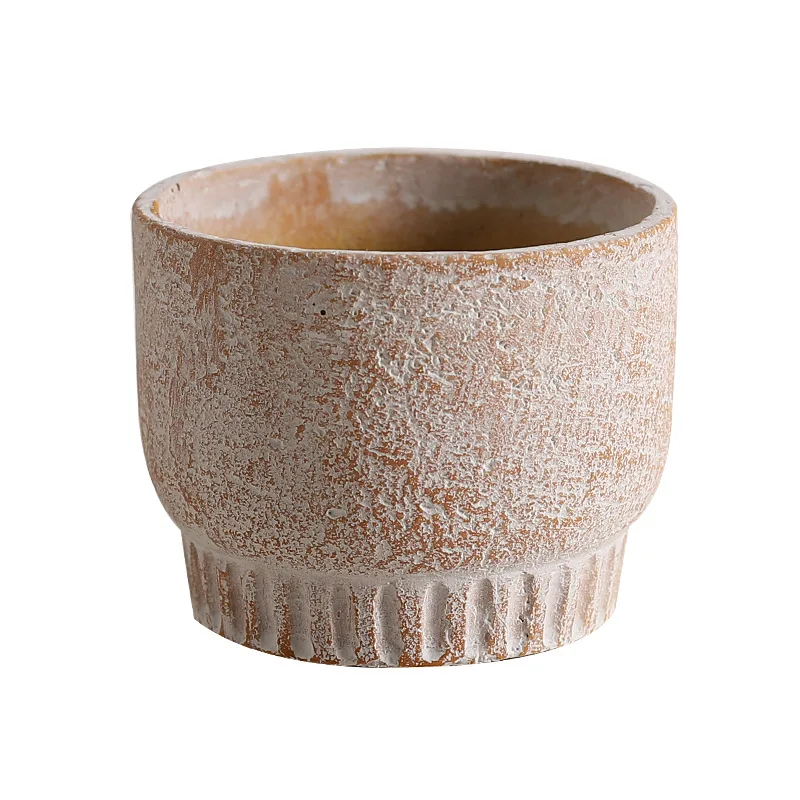 Retro and old craftsmanship cement flower pot red brick color simple gardening ornament flower pot succulent planting pot wholes