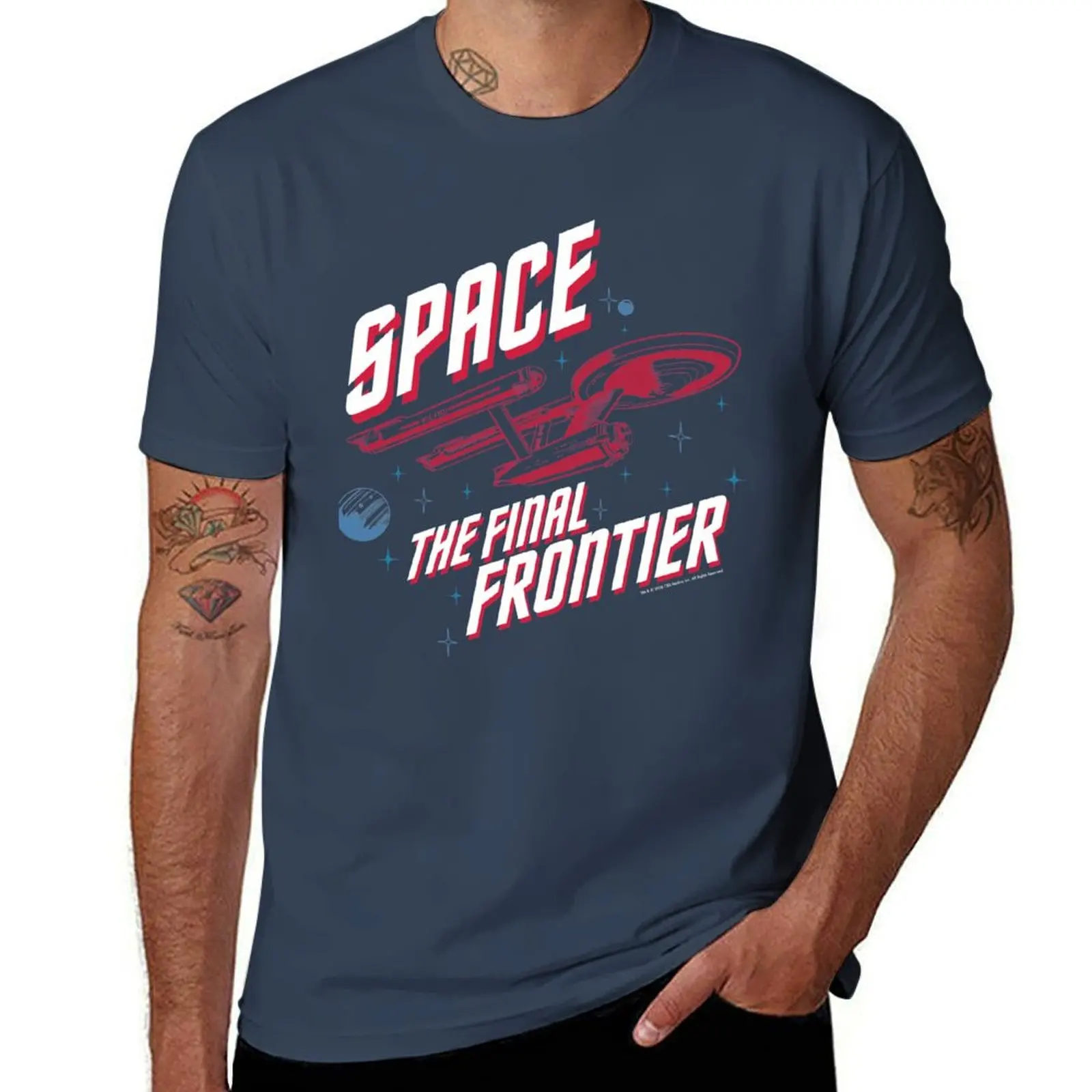 Camiseta de manga corta para entrenamiento y rendimiento con diseño de Star Trek Original Series Enterprise Final Frontier