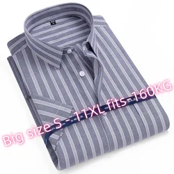 Oxford 100 Cotton Men Shirt Short Sleeve Plus Size 11XL Fits 160 KG Shirt Men Short Sleeve with Pocket Slim Fit Soft Cozy