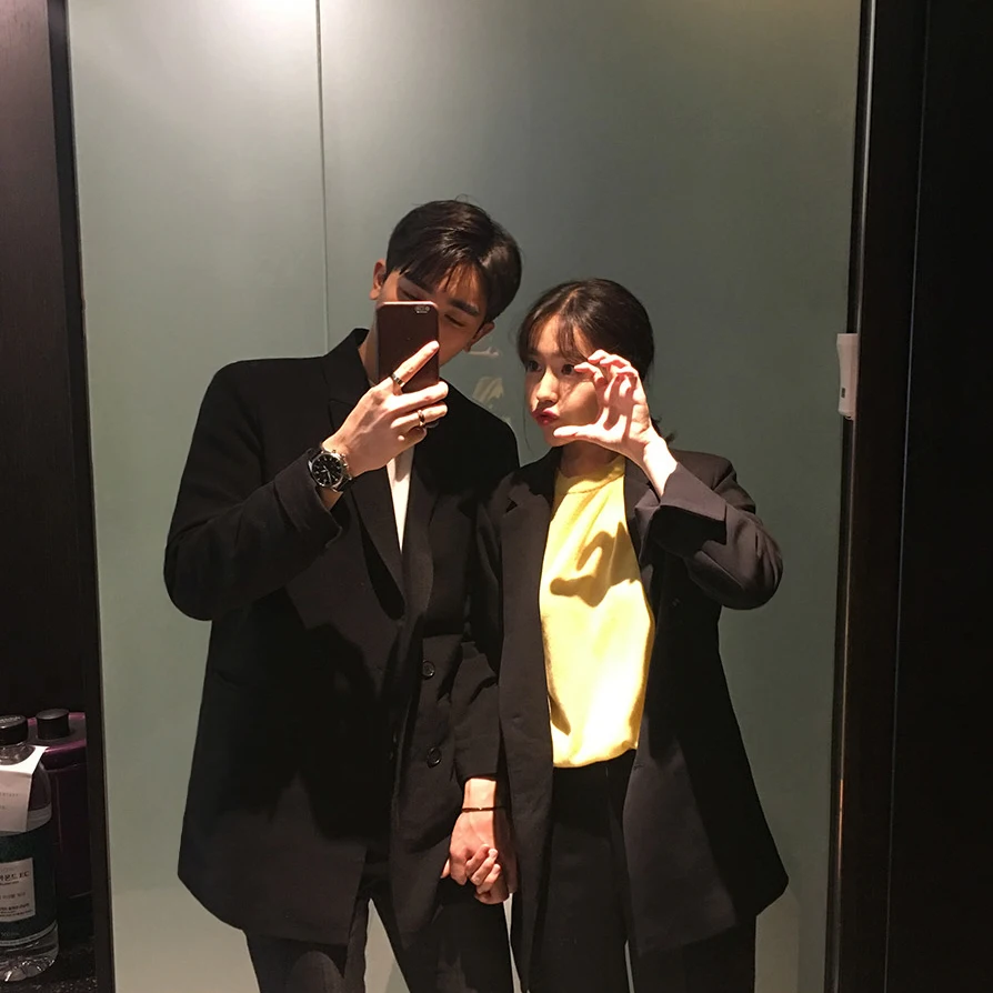 

Мужской костюм в стиле ретро, свободного кроя, MRCYC, молодежный, весенне-осенний, в стиле Харадзюку, модный, элегантный, с длинными рукавами, однотонный