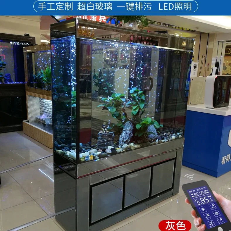 aCustomized Large Transparent Cube Acrylic Aquarium Fish tank Glass Bullet Front Fish tank Aquarium with Bottom Cabinet