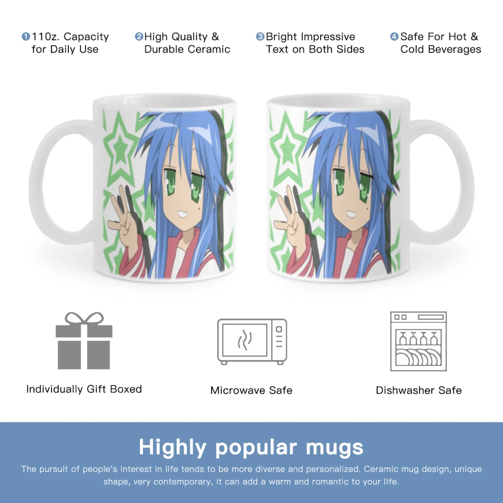 

Lucky Star Izumi Konata Anime Free shipping Ceramic Cup Coffee Oatmeal Breakfast Cup Creative Personality Mug