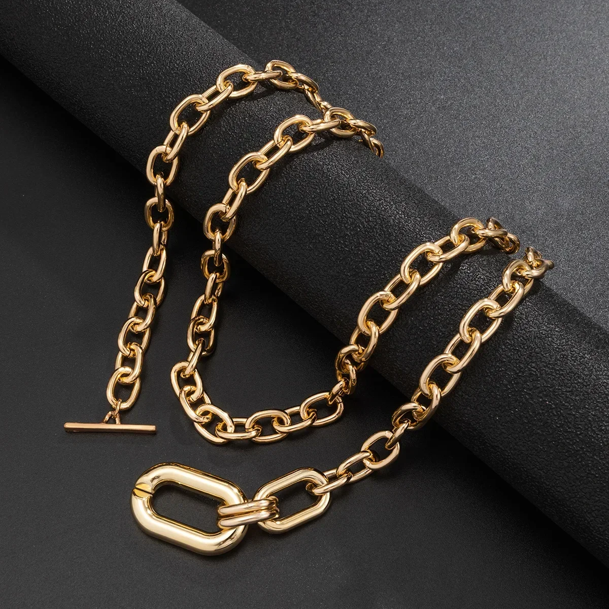 Exaggerate Big Double Layer Metal Chain Choker Necklace for Women Men Hip Hop Punk OT Buckle CCB Pendant Necklaces Jewelry Gifts