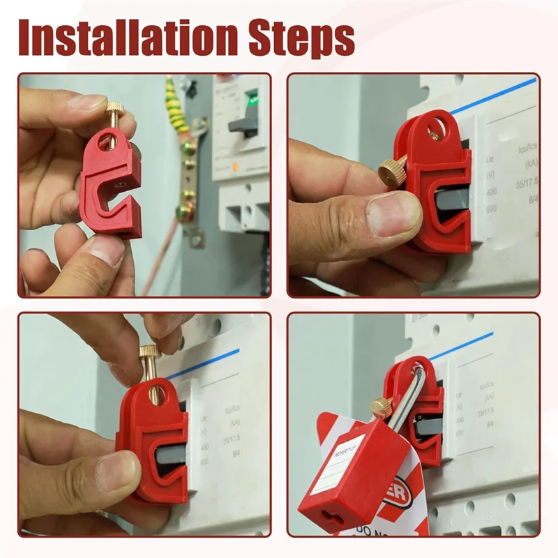 ABRU-Universal Circuit Breaker Lockout Device Kit Lockout Tagout Set For Single & Multi Pole Breakers Safety Compliance 5 PCS