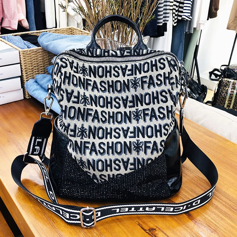 2023 New Luxury Women Backpack Female Fashion Sequin Shoulder Bags Girl School Bags Female Large Capacity Brand Travel Backpacks