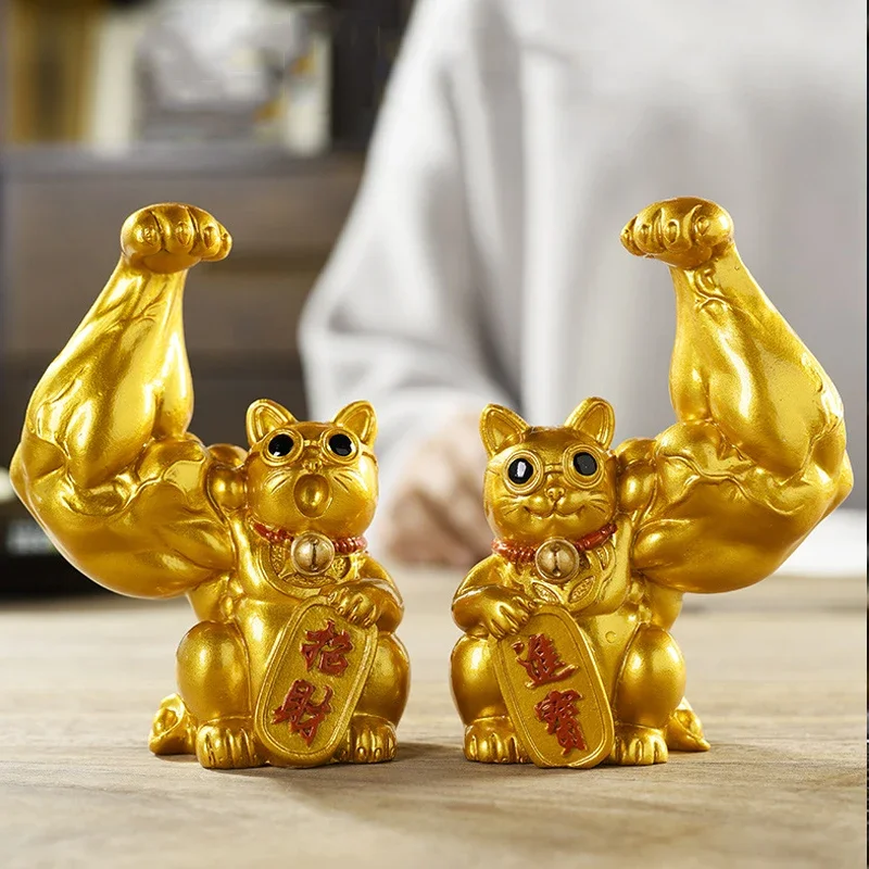 Color-changing Tea Pet Lucky Cat Ornaments Unicorn Arm Big Hand Rich Cat Muscle Cat Home Coffee Table Decoration Accessories