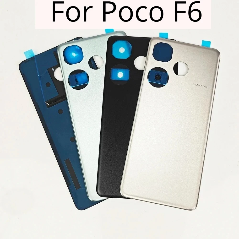 For Xiaomi Poco F6 Rear Battery Door With Adhesive F6 Replacement Back Housing Cover Case