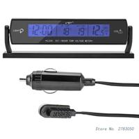 Solar Car Clock Outside Thermometer Driving  Reminder Automatic Switch No Wiring High-Precision LCD Digital Clock