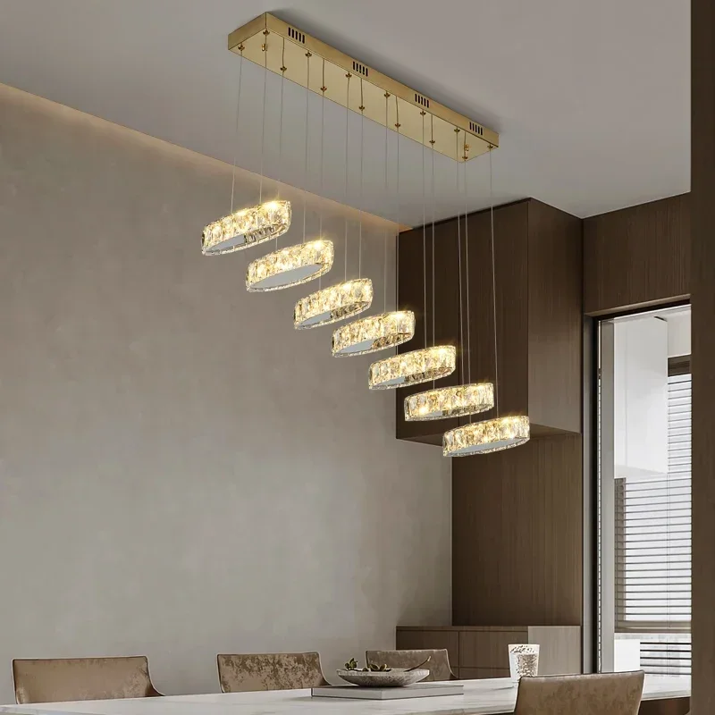 Minimalist Crystal Restaurant Chandelier, Light Luxury Modern High-End Atmosphere Light, Elegant Lamp for Dining Room & Bar Tabl